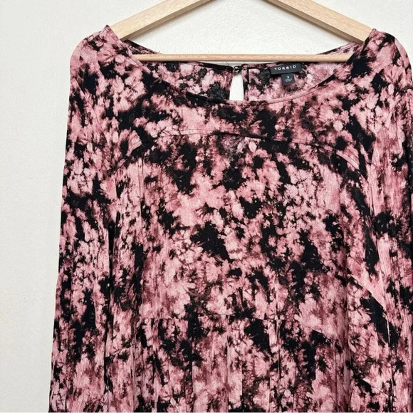 Torrid Womens Size 3X Tie Dye Babydoll Gauze  Keyhole Front Tunic - Picture 7 of 14